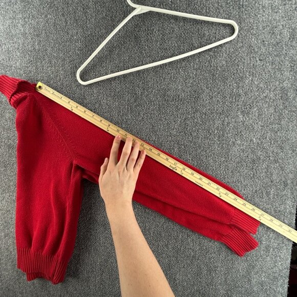 Ralph Lauren Polo Jeans Medium Red Knit Turtleneck Women Flag Sweater USA Logo - Picture 13 of 14